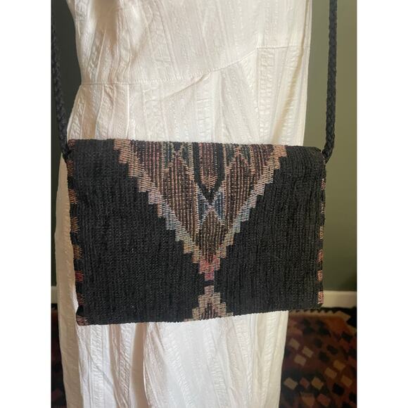 Aztec Southwestern Western Sling Handwoven Crossbody. Turquoise Detail. - Picture 5 of 7